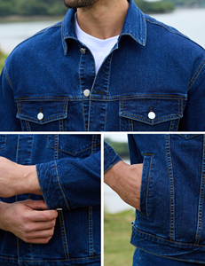 Premium Style <b>Men</b> <b>Denim</b> <b>Jacket</b> Casual Slim Long Sleeve Jean <b>Jacket</b> With Multi Pocket Fashion Outdoor Cotton Solid Color Autumn - Product Image 6