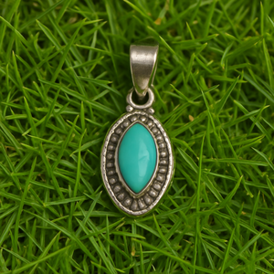 Pendentif en argent sterling 925 avec pierre précieuse turquoise naturelle de forme marquise, collier bohème de luxe fait main pour femme, or jaune, or rose - Product Image 5