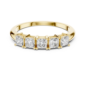 Élégante bague en diamant de laboratoire taille princesse de 0,65 carat, en or 18k, 14k, 9k, or rose, or blanc, ensemble de bijoux de mariée écoresponsable à trois rangs - Product Image 4