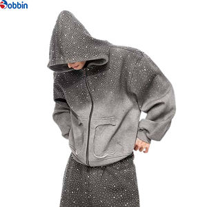 Conjunto de 2 Piezas de Ropa Urbana para Hombre, Sudadera con Capucha y Pantalones Deportivos, Pantalones Deportivos con Lavado Ácido y Pedrería para Hombre - Product Image 3