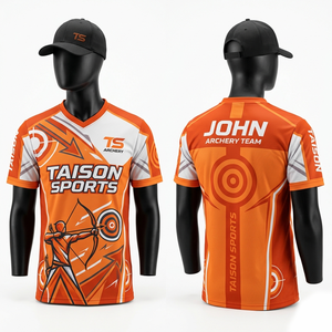 Maillot de Tir à l'Arc en Polyester Premium 160 GSM Respirant Séchage Rapide Orange Blanc Dégradé Panneau Sublimation Logo Personnalisé Tenue d'Équipe - Product Image 1