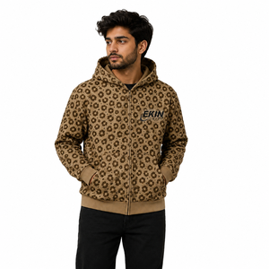 Fabricant OEM, sweat-shirt à capuche surdimensionné unisexe personnalisé de luxe, style streetwear hip-hop, fermeture éclair, motif rayé tigre - Product Image 3