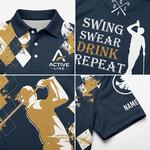 Polo de golf personnalisé sublimé en poly-spandex, imprimé sur toute la surface, manches courtes, vêtements de sport pour hommes, étiquette personnalisée OEM - Product Image 4
