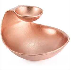 Gold Snack Serving Bowl with Dip Holder | 2-in-1 Chip & Dip Bowl | Metal Serving Dish | Party Serving Set | Ramadan <b>Eid</b> - Product Image 3