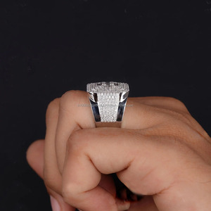 Anillo de Compromiso y Boda para Hombre, Estilo Hip Hop, con Incrustaciones de Diamantes Baguette, Plata de Ley 925, Bañado en Rodio, Regalos de Aniversario - Product Image 5