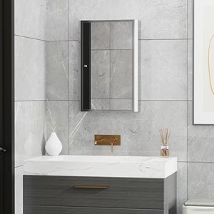 Armadietto Portamedicinali a Porta Singola in Acciaio Inox con Finitura a Specchio per Bagno - Product Image 2