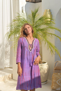 Latest Summer Women's Long Sleeve Blouse Hand Beaded Neck <b>Top</b> Tunic Printed Beach Occasion Shirt Eco-Friendly Rayon Crepe - Product Image 4