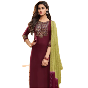 Pure Rayon Weaving With Heavy Embroidery Mirror Work and Pure Chandelier Dupatta Kurtis <b>Set</b> <b>for</b> <b>Women</b> - Product Image 1