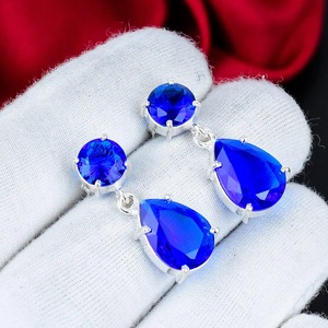 London Blue Topaz Pear Cut <b>Earrings</b> 925 Sterling <b>Silver</b> Handmade Drop <b>Earrings</b> Blue Gemstone Jewelry Birthday Anniversary Gift - Product Image 5