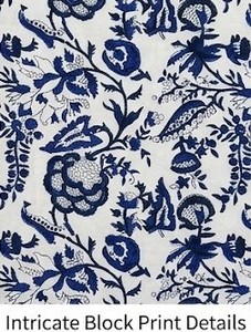 Juego de Sábanas de Algodón Estampadas a Mano con Diseños Indios |   Ropa de Cama Jaipuri Floral Azul de Lujo Ligero, Duradera, 200 Hilos |   Juego de 3 Piezas para el Hogar al por Mayor - Product Image 6