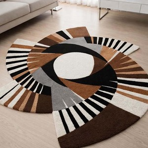 Abstract Geometric Wool Area <b>Rug</b> Modern Hand Tufted <b>Circular</b> Carpet Artistic Living Room Bedroom Decorative Unique Floor Mat <b>Rug</b> - Product Image 2