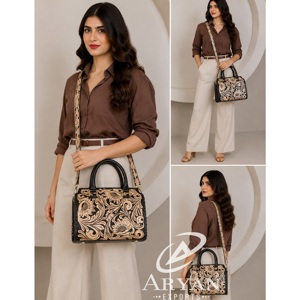 Bolsos de Viaje Elegantes 2026, Hechos a Mano con Cuero Vacuno Genuino, Diseño Floral, Medianos, Tipo Duffel, Nuevos, de Lujo, Unisex, para Fin de Semana - Product Image 1