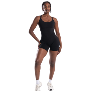 Shorts de Yoga Tipo Romper para Mujer, Espalda Descubierta, Sin Mangas, Transpirables, de Secado Rápido, Spandex/Poliéster, Ropa Deportiva, Logotipo Personalizado - Product Image 1