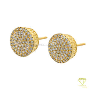 Boucles d'oreilles sophistiquées en diamants de laboratoire en cluster rond, argent sterling 925 plaqué or, bijoux de luxe - Product Image 5