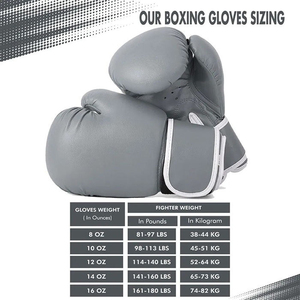 Gray Leather Boxing Gloves with <b>Velcro</b> Closure for Adult Training Gear - Product Image 4