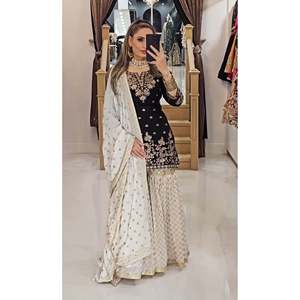 Women's Beautiful Party Wear <b>Top</b> Bottom Dupatta Set - Product Image 6