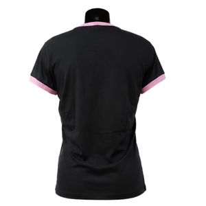 <b>Black</b> Pink Ringer T <b>Shirt</b> <b>Women</b> Short Sleeve Contrast Trim Tee Casual Fashion Top Streetwear Apparel Stylish Ladies Wholesale - Product Image 3