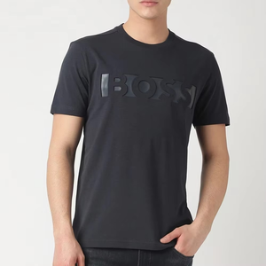 T-shirt d'été noir gaufré pour homme, manches courtes, coupe classique, 100 % coton, respirant et écologique, chemise décontractée - Product Image 4
