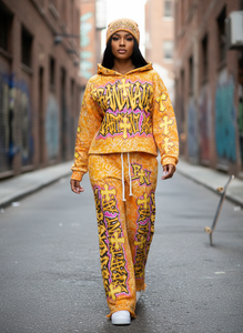 Ensemble de survêtement streetwear 100% coton avec appliques en strass brodées, impression DTG personnalisée 500 g/m², sweat à capuche zippé et pantalon oversize - Product Image 6