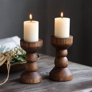 Designer Wooden Candle Holder Vintage Inspired Decorative Piece For Living Room Wedding Decor And Festive Celebrations - Product Image 4