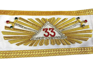 Écharpes Maçonniques Complètes pour Officiers Provinciaux et Chevaliers Templiers, avec Broderie Haute Qualité, en Moiré Noir, selon la Réglementation Anglaise et l'Ordre Étoile d'Orient - Product Image 5
