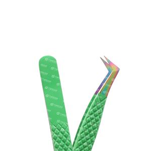 Pinzas para pestañas múltiples con punta de color verde hechas con material de acero inoxidable de alta calidad, perfectas para aislar pestañas naturales - Product Image 2