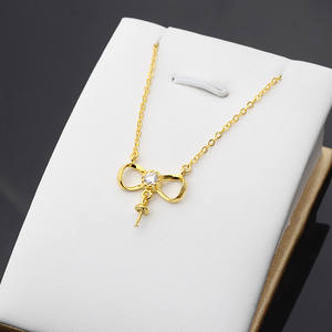 Conjunto de Accesorios de Joyería de Plata S925, Colgante con Diseño de Nudo de Ocho, Collar con Cadena para Clavícula, para DIY con Perlas, para Mujer - Product Image 1