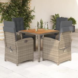 Ensemble de salle à manger de jardin en rotin gris foncé 4 places, résistant aux intempéries, mobilier d'extérieur de style contemporain avec plateau en bois massif - Product Image 1