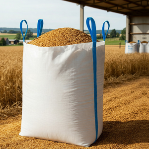 Bolsa Jumbo FIBC de Polipropileno Tejido de 1 Tonelada, 90x90x110 cm, Parte Superior Abierta, Fondo Plano, Blanca, con 4 Asas, para Empaque a Granel - Product Image 3