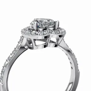Anillo de Diamantes Cultivados en Laboratorio con Corte Corazón Halo, Diseño Elegante, 33 Piedras, Oro Blanco de 18K, Certificado IGI, Venta al Por Mayor para Exportación - Product Image 5