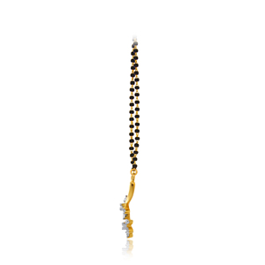 Collier long élégant pour femme, plaqué or rose 18 carats, or jaune, perles noires, pendentif floral, diamants de laboratoire taillés - Product Image 3