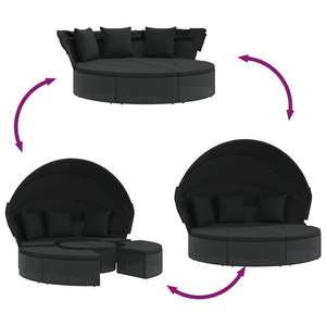 Cama de Exterior Negra para Patio, Muebles de Jardín - Product Image 6