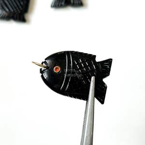 Pendentif Poisson en Onyx Noir AAA, Collier en Argent 925 Fait Main avec Pierre Précieuse, Breloque en Cristal de Guérison Sculptée à la Main, Bijoux de Luxe Tendance en Gros - Product Image 3