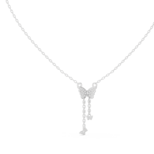 Élégant pendentif papillon en perle d'eau douce de 0,12 carat avec diamant et chaîne tendance plaquée rhodium pour occasions spéciales - Product Image 4