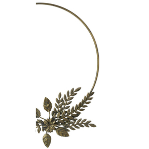 Couronne murale moderne en laiton antique, faite à la main, avec fleurs et feuilles botaniques en métal, taille personnalisable, installation facile, décoration murale - Product Image 6
