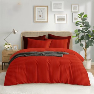 Ensemble de lit King Size de qualité pour hôtel de luxe 400TC 100% Polyester drap plat à rayures solides drap-housse deux taies d'oreiller douces et faciles d'entretien - Product Image 5