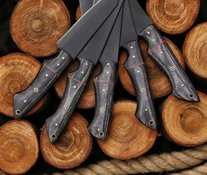 Juego de Cuchillos de Chef de Acero al Carbono Hechos a Mano, 5 Piezas, Profesionales, con Mango de Madera Oscura, Estilo Vintage, Ambidiestros, Venta al Por Mayor, Dropship - Product Image 2