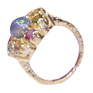 Vintage 925 Silver <b>Cocktail</b> <b>Ring</b> With Green Crystal Bezel Setting Geometric Design Women's Jewelry - Product Image 3