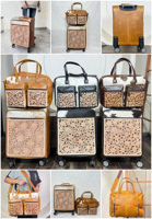 Großhandel Handgefertigtes Leder-Gepäckset für Damen: Rollkoffer & Passende Handtasche im Western-Stil Reisegepäck-Set