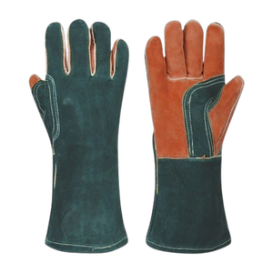 Most Popular Long Cuff Reinforced Cowhide Split Leather Welding <b>Gloves</b> Reflective Industrial Safety Hand Protection Firefighting - Product Image 4