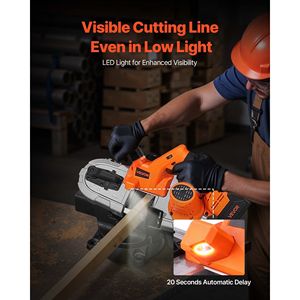 Sega a Nastro Portatile 20V, Taglio Profondo 2,56 Pollici, Motore Brushless 360W, Batteria 4.0 Ah, Sega Compatta Senza Fili AC 110V - Product Image 5