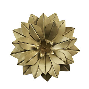Luxury Gold Metal Flower <b>Wall</b> <b>Decor</b> Modern 3D Floral <b>Leaf</b> <b>Wall</b> Sculpture Hanging Art for Living Room Hotel Home Decoration Art - Product Image 1