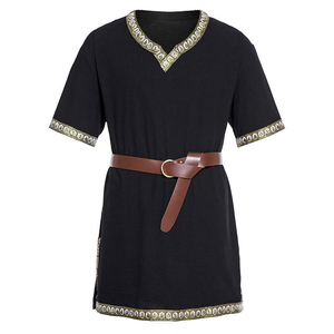 New Style Vintage Men s Clothing Cotton Polyester <b>Medieval</b> Tunic <b>Shirts</b> Short Sleeve Cosplay Costume Tops - Product Image 3