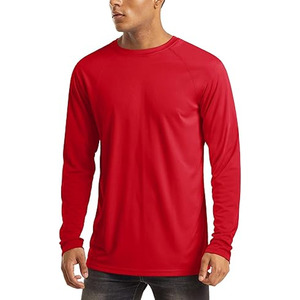 Chemise de bain rouge pour homme à manches longues, protection solaire UV, séchage rapide, pour la pêche et la plage - Product Image 1