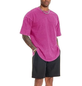 Camiseta de Hombre 100% Algodón, Holgada, con Hombros Caídos, Estilo Oversize, Lisa, Informal, Transpirable, para Uso Diario - Product Image 3