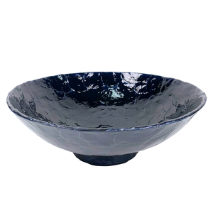 Bol de fruits en composite incrusté de capiz bleu marine rond fait à la main plat de service décoratif pour la maison et la fête centre de table de cuisine - Product Image 1