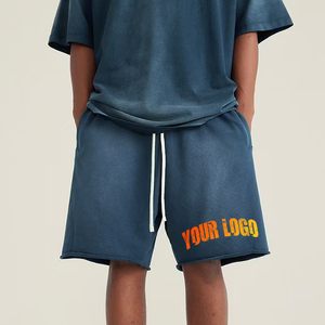 Custom Colors Solid Washed Men's Sweat Shorts Streetwear Jogging Distressed Acid-washed Eco-Friendly Quick Dry Sweat Shorts - Product Image 4