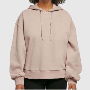 Sweat-shirt à capuche oversize pour femme, couleur unie, 100% coton, tricoté, manches longues, coupe classique, vêtements décontractés, style automne - Product Image 1