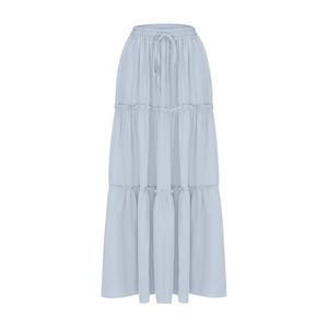 Women's Emerald <b>Green</b> A-Line Floor-Length <b>Skirt</b> Ruffles High Waist Elastic Chiffon Bohemian Sporty Style Solid Color Breathable - Product Image 5