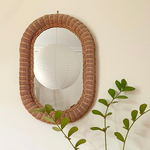 Natural <b>rattan</b> mirrors best seller home furnishing accessory handmade oval dressing mirror - Product Image 6